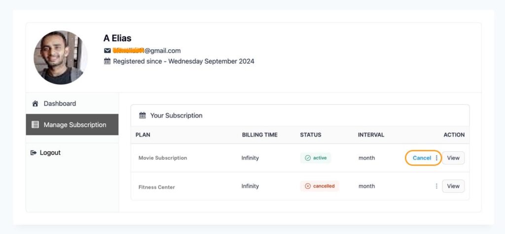 Cancel recurring payment on PayPal from Paymattic user dashboard